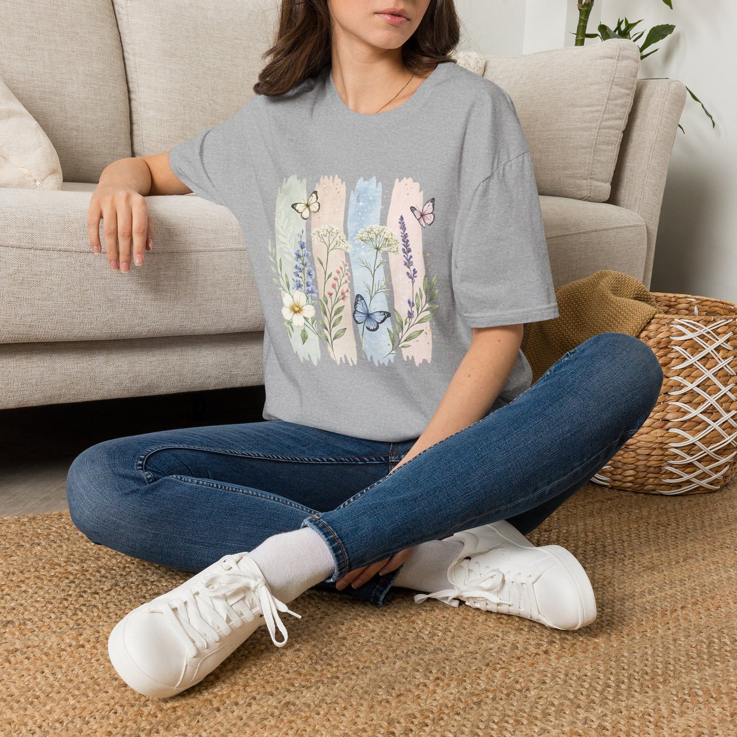 Floral Watercolor Butterfly T-Shirt — Pastel Garden Tee