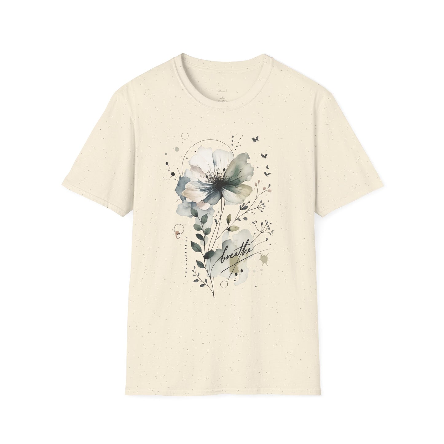 "Breathe" Floral Watercolor Tee | Soft Botanical Graphic Shirt