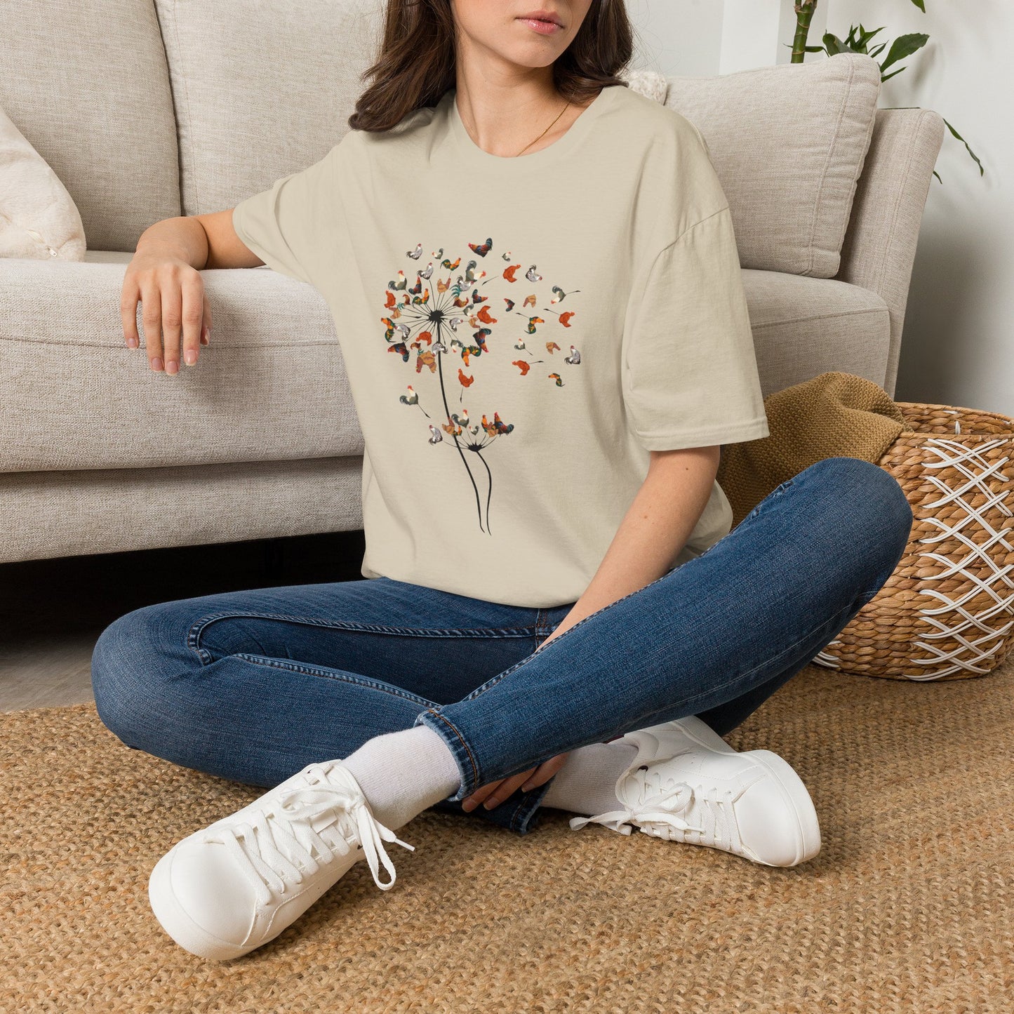 Chicken Dandelion T‑Shirt — Whimsical Floral Tee for Nature Lovers