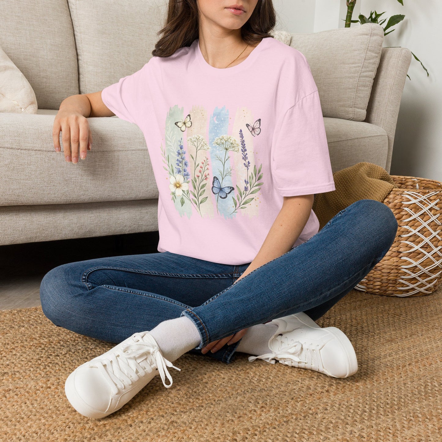Floral Watercolor Butterfly T-Shirt — Pastel Garden Tee