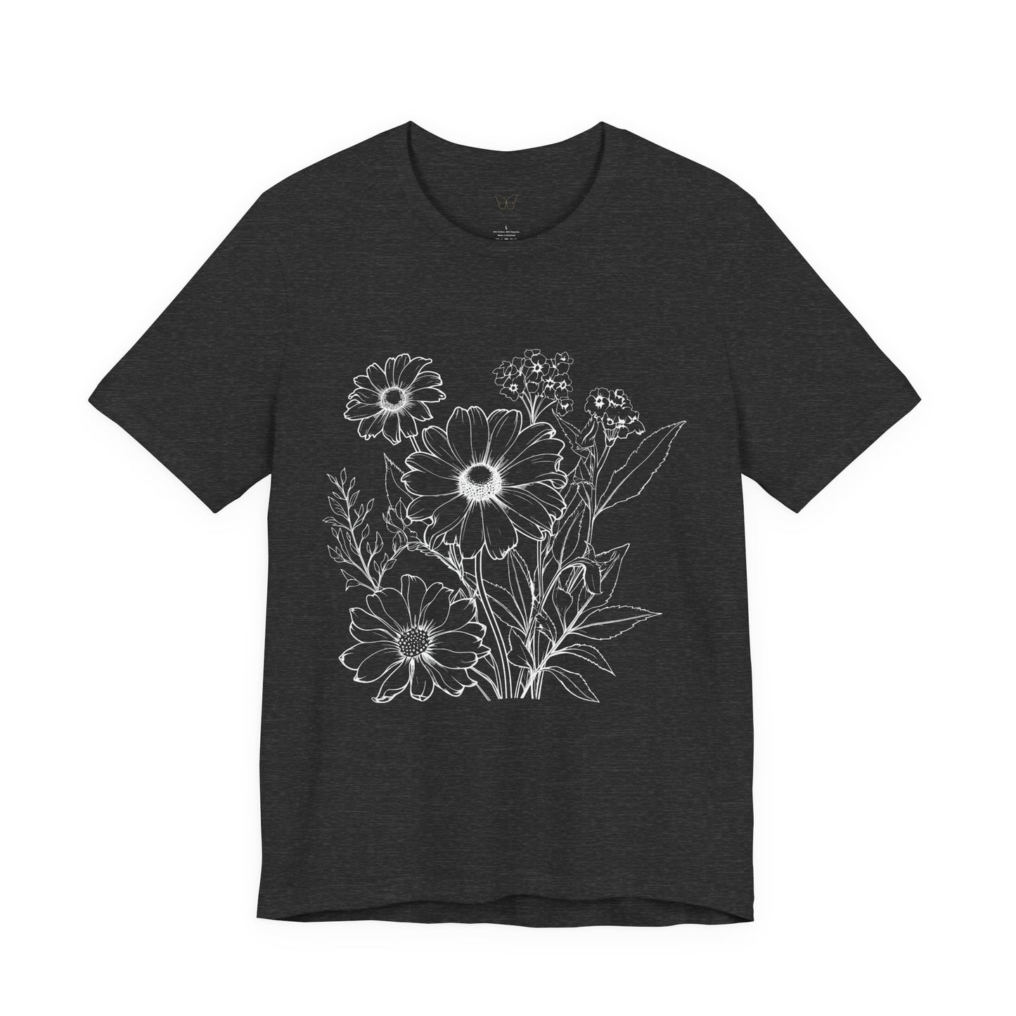 Floral Sketch Women's Tee — Hand-Drawn Wildflower Graphic