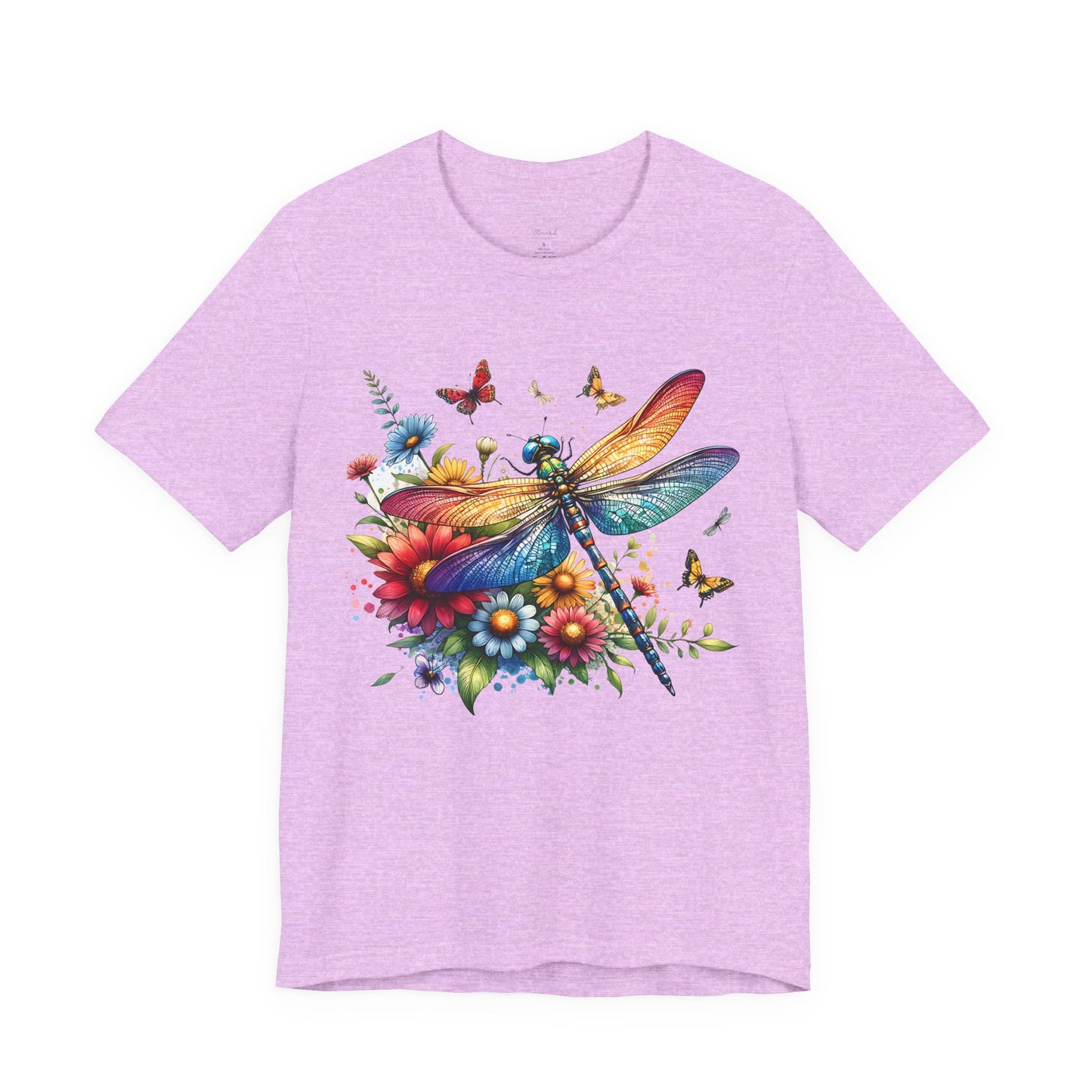 Dragonfly Floral Tee — Colorful Garden Butterfly & Flower T‑Shirt