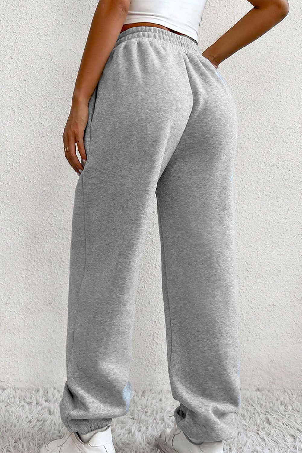 Light Grey Crisscross Elastic Waist Sweatpants