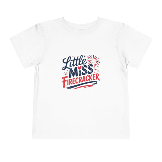 Little Miss Firecracker Toddler Tee | Patriotic 4th of July Kids Shirt