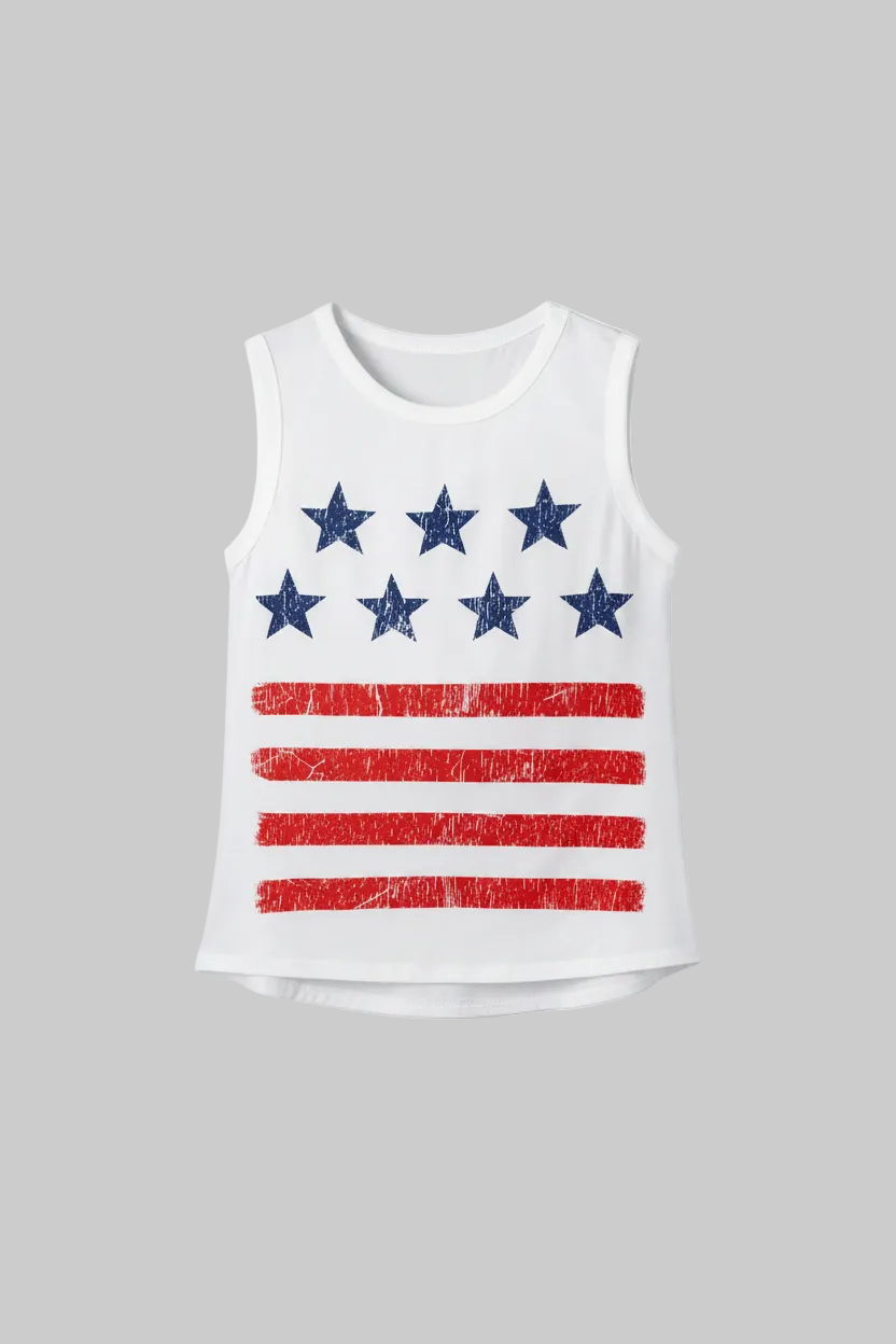 Vintage Stars & Stripes Tank Top – Patriotic Graphic Tee for Women