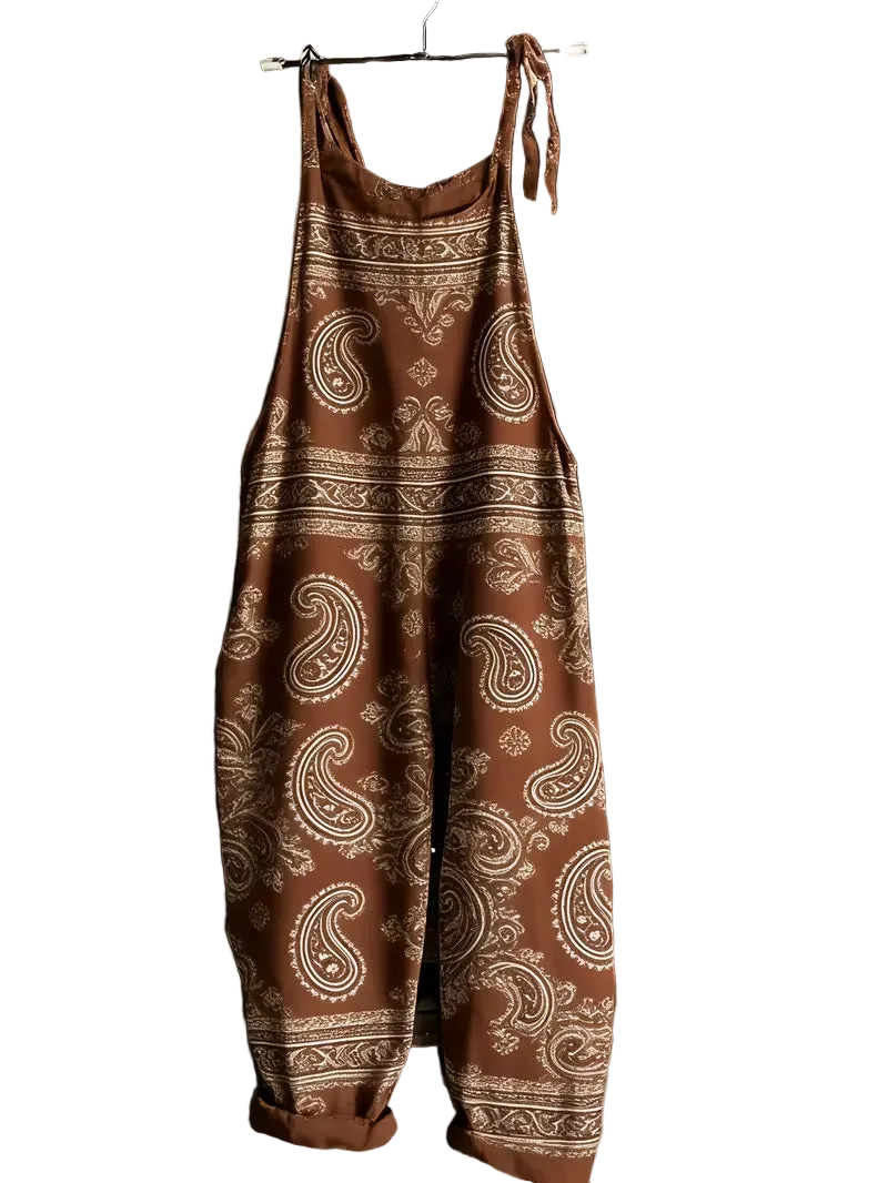 Women's Fun Print Wide-Leg Suspender Overalls