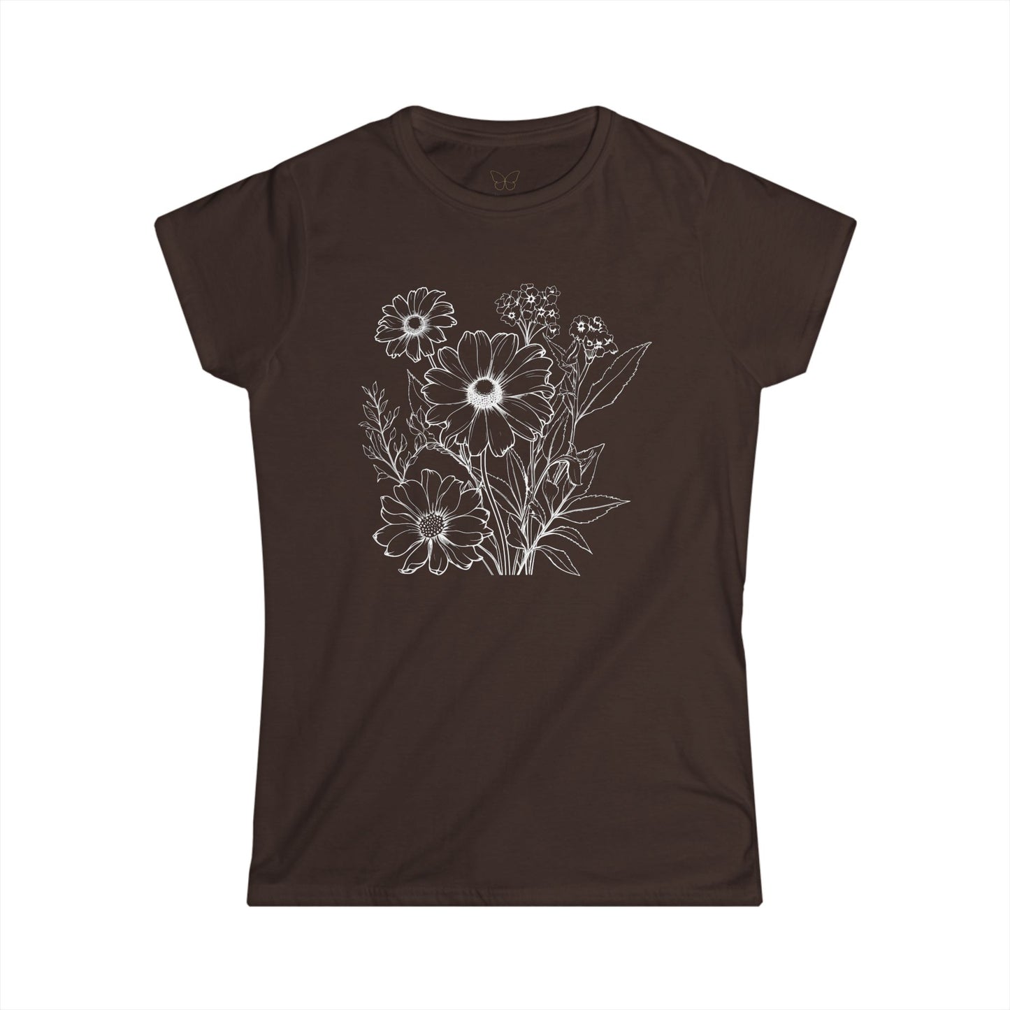 Floral Sketch Women's Tee — Hand-Drawn Wildflower Graphic