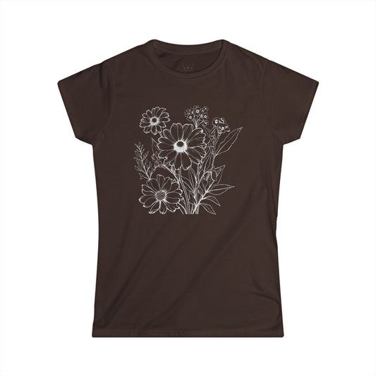 Floral Sketch Women's Tee — Hand-Drawn Wildflower Graphic