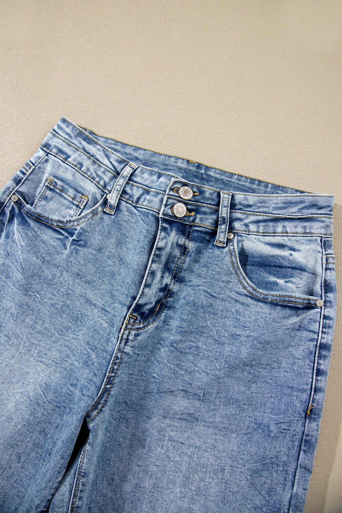 Acid Wash High Rise Flare Jeans
