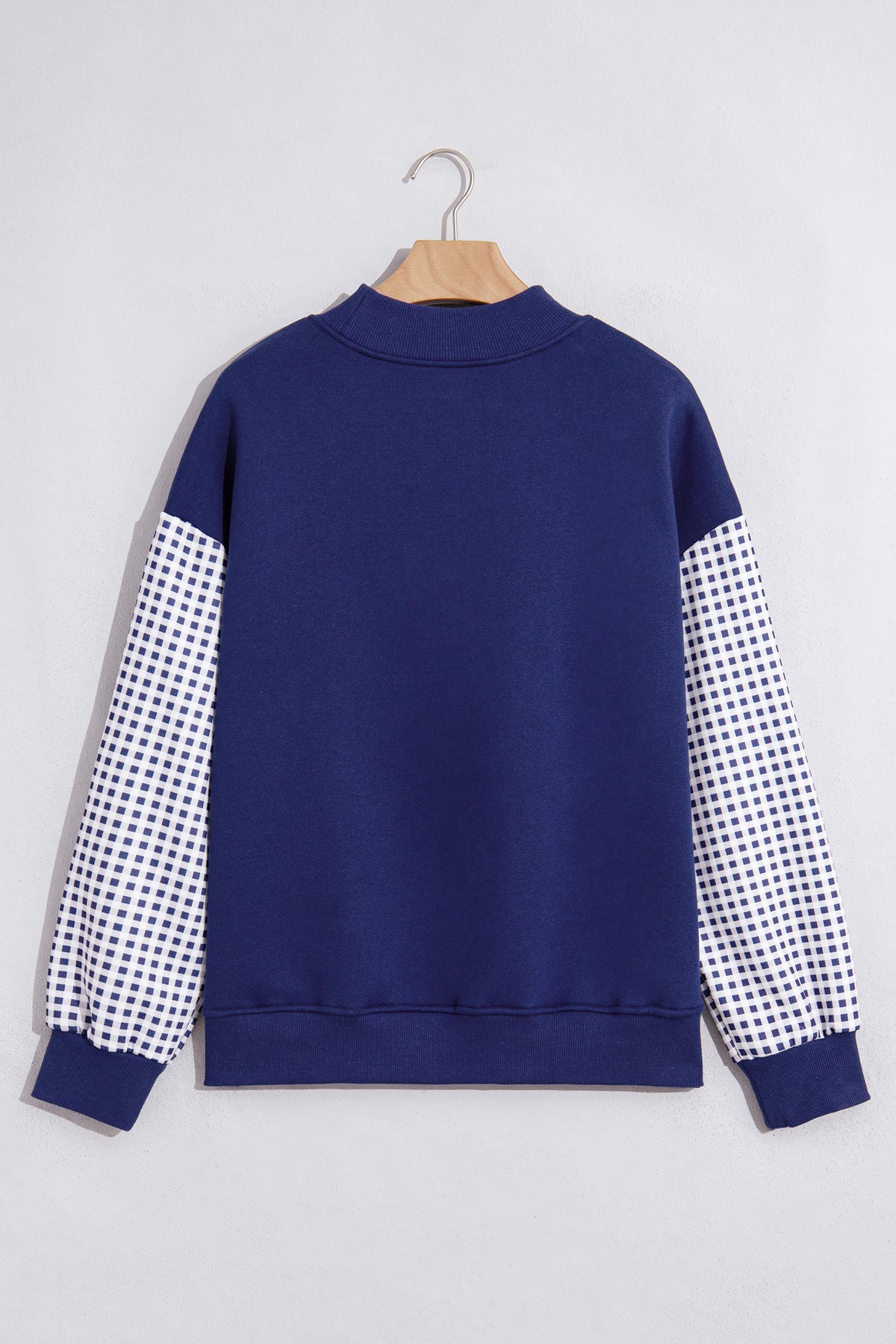 Plaid Sleeve Colorblock Tunic Sweatshirt