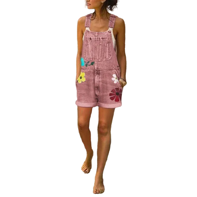 Women's Printed Slim Fit Bib Shorts
