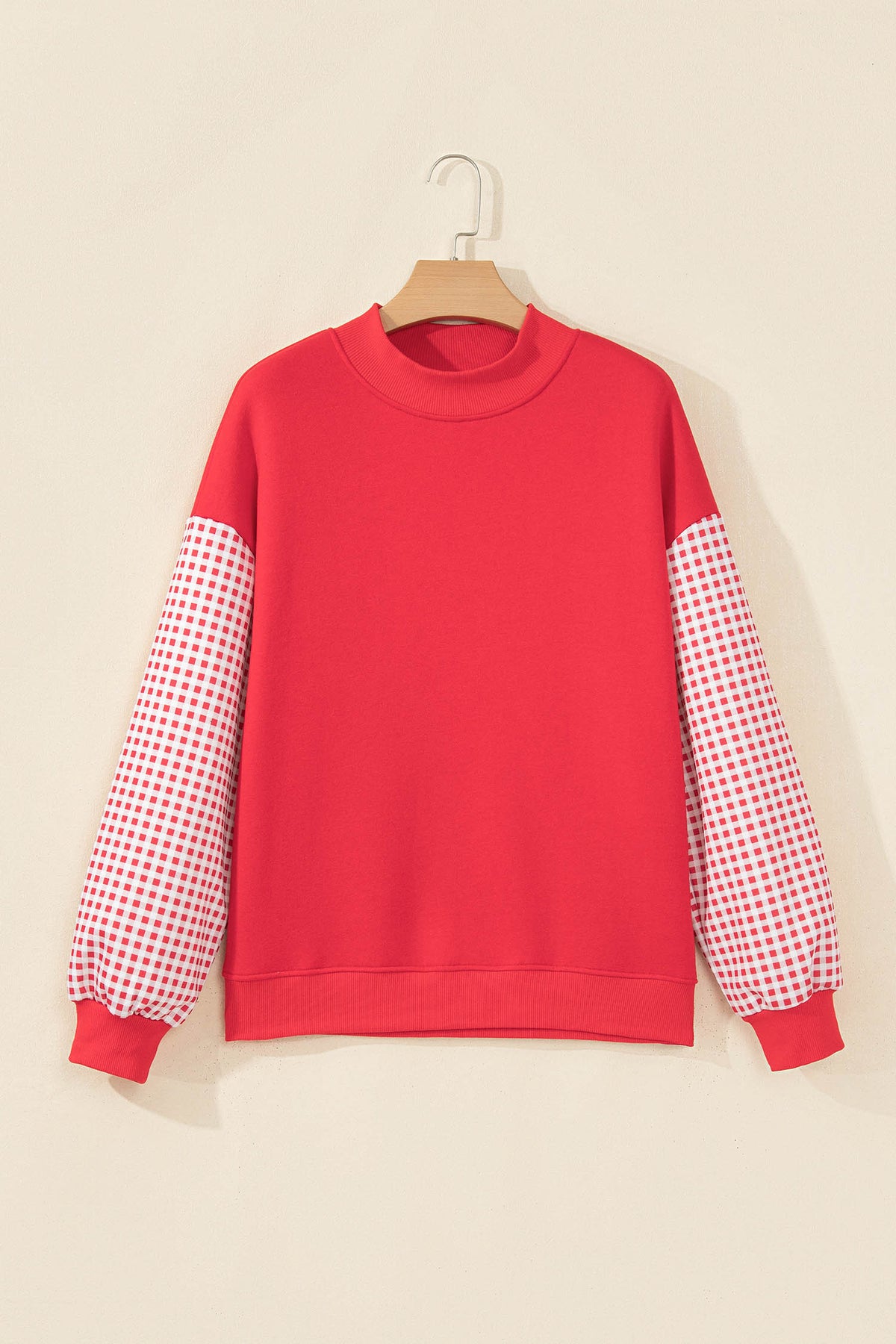 Plaid Sleeve Colorblock Tunic Sweatshirt
