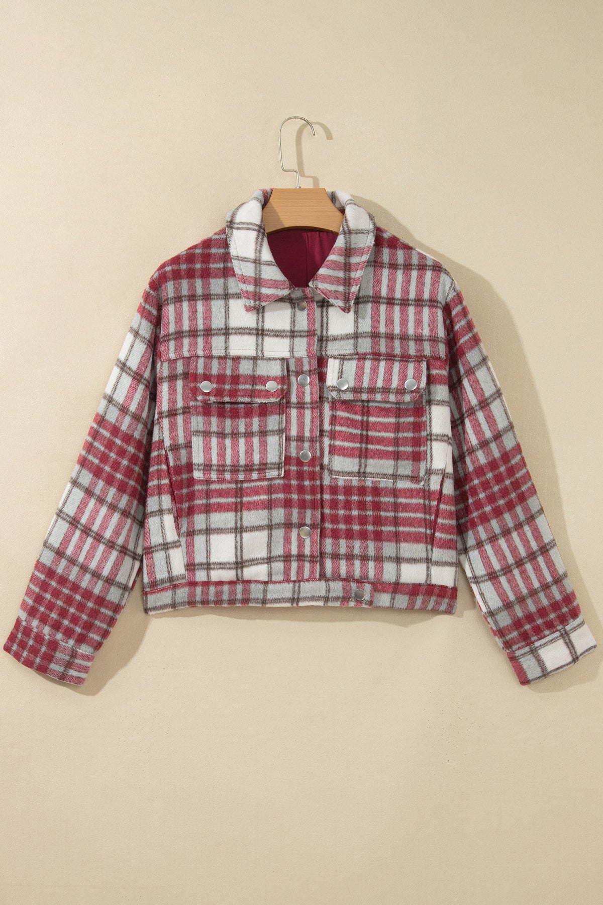 Red Plaid Flannel Button-Front Jacket