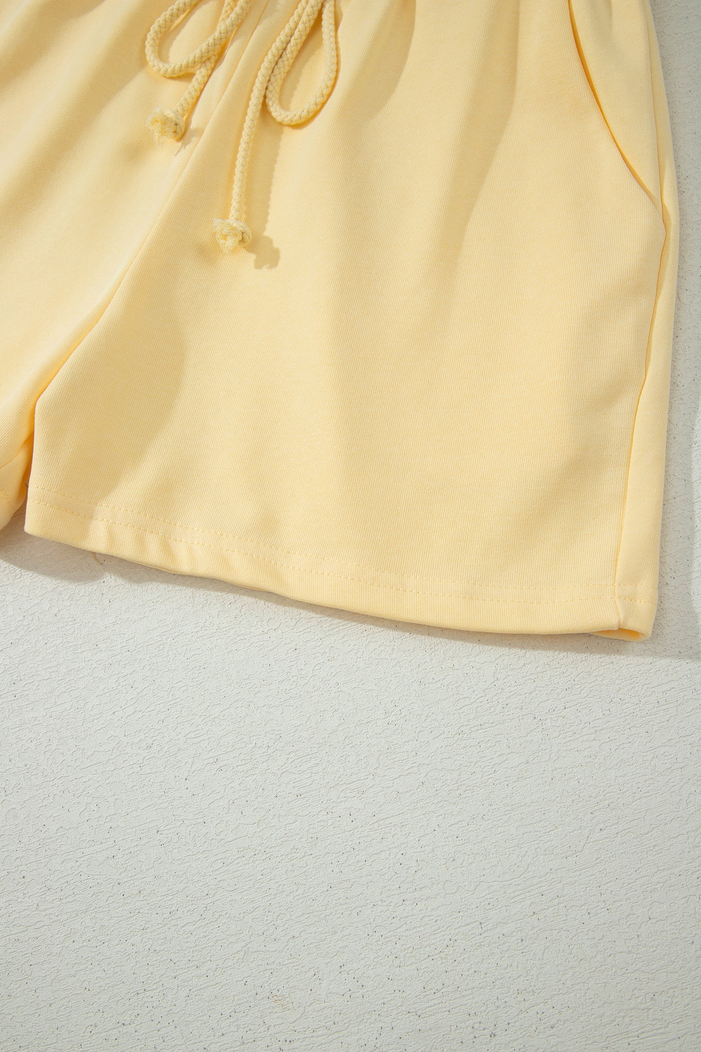 Eyelet Lace Patchwork Sleeve Top & Drawstring Short Set