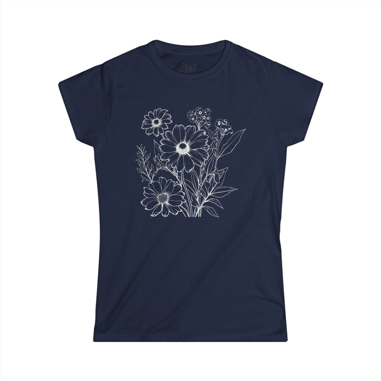 Floral Sketch Women's Tee — Hand-Drawn Wildflower Graphic