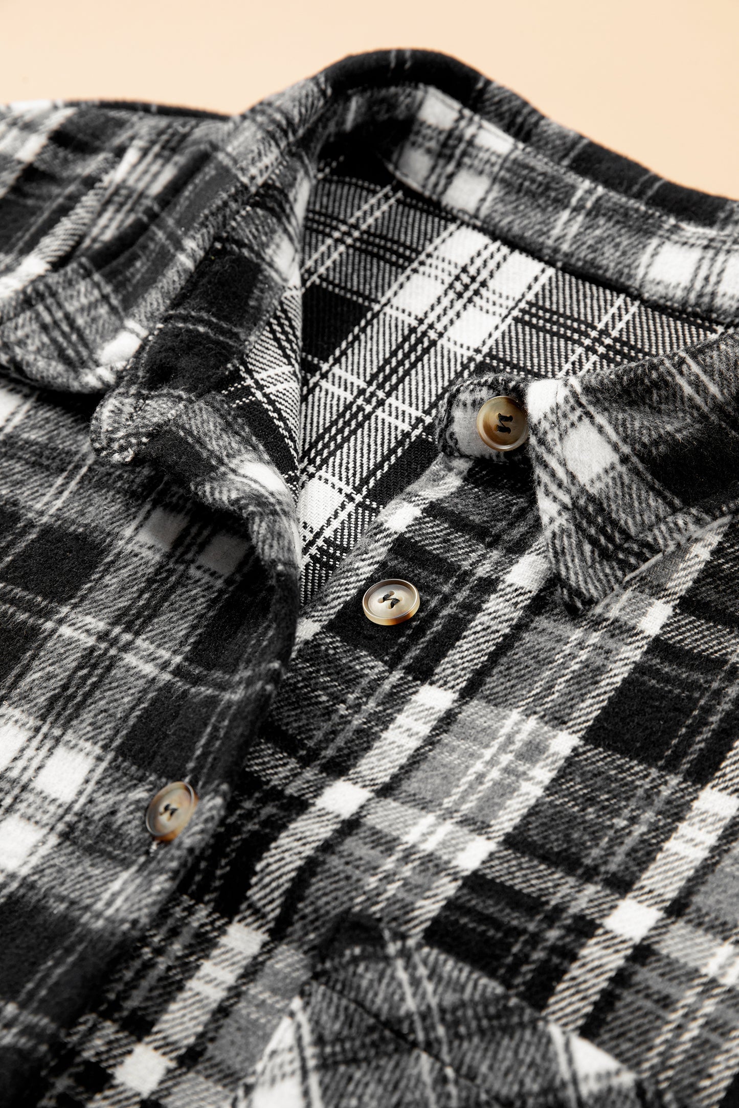 Black Plaid V-Neck Shirt Jacket | Plus Size Shacket 1X–4X
