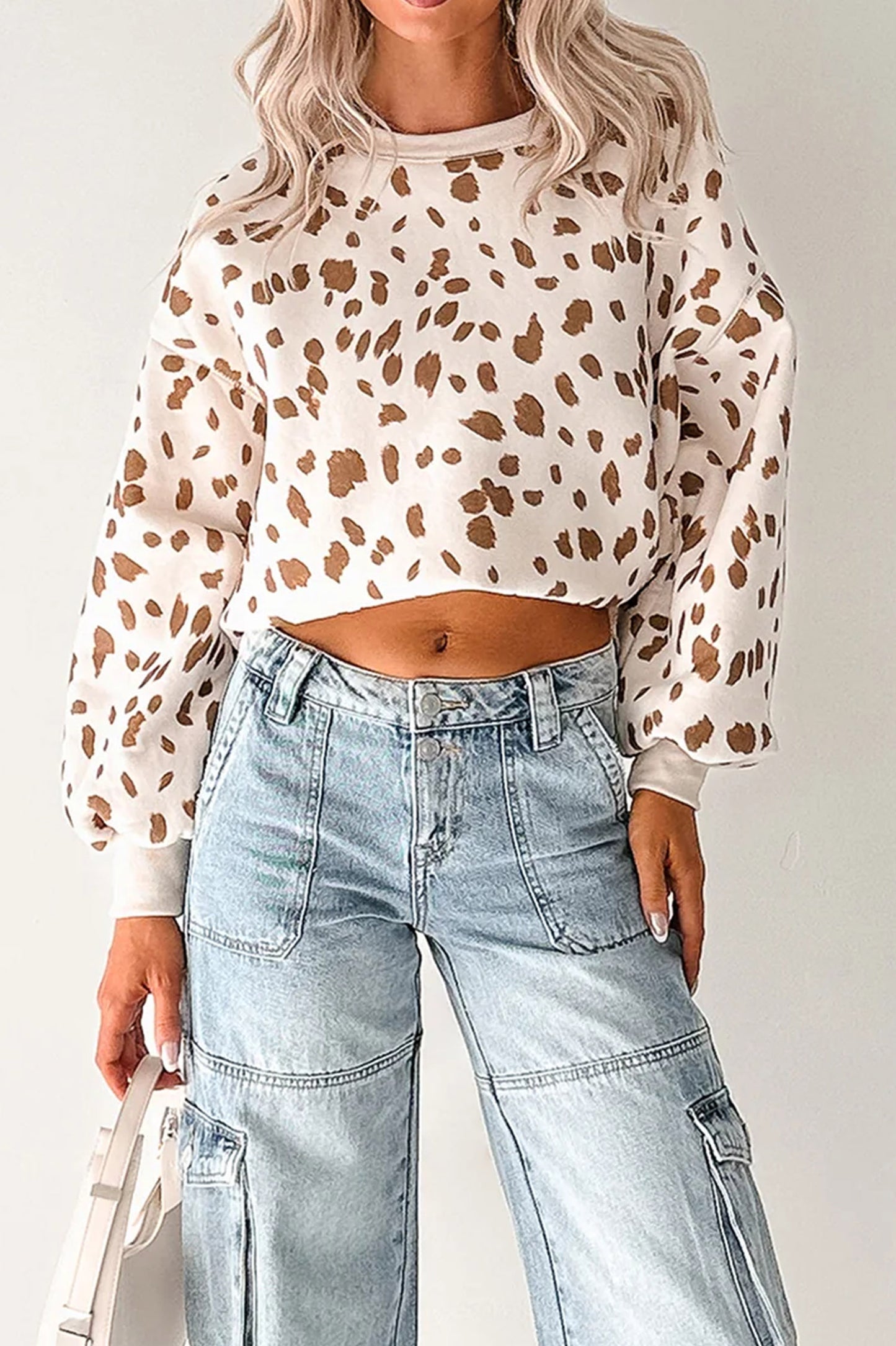 Brown Leopard Print Drop Shoulder Sweatshirt