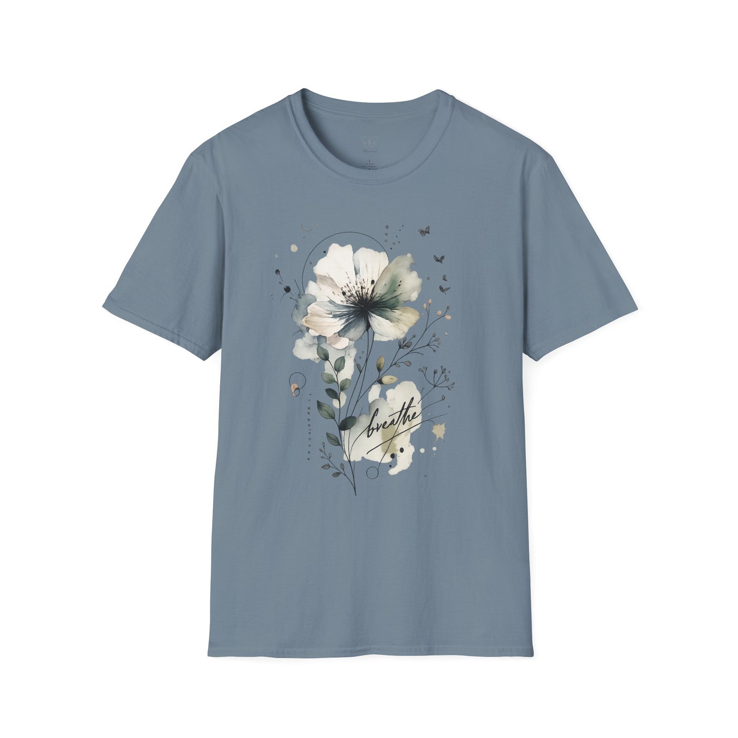 "Breathe" Floral Watercolor Tee | Soft Botanical Graphic Shirt