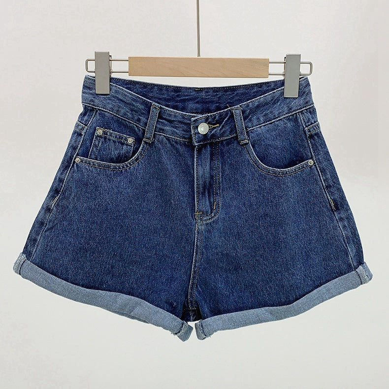 High-Waisted Wide Leg Denim Shorts