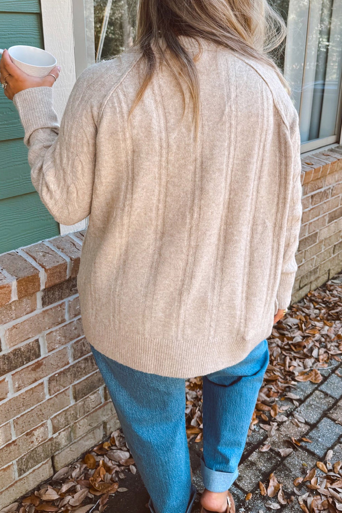 Parchment Oversized Cable Knit Tunic Sweater | Plus Size 1X–4X