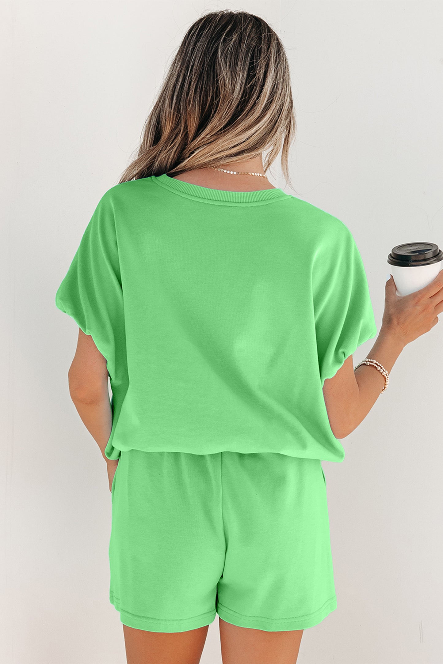 Puffy Loose Top & Drawstring Shorts Set