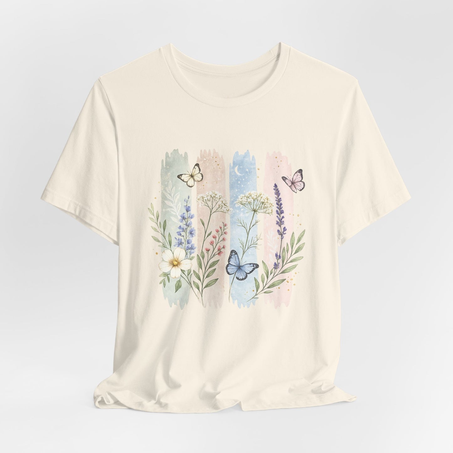 Floral Watercolor Butterfly T-Shirt — Pastel Garden Tee