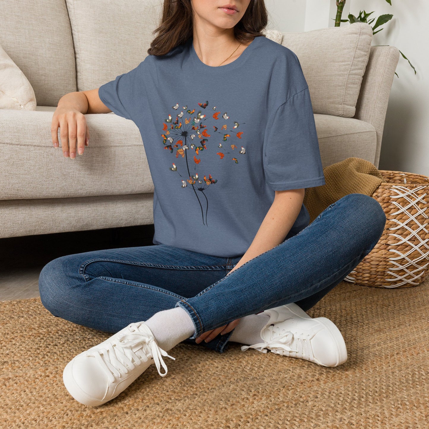 Chicken Dandelion T‑Shirt — Whimsical Floral Tee for Nature Lovers