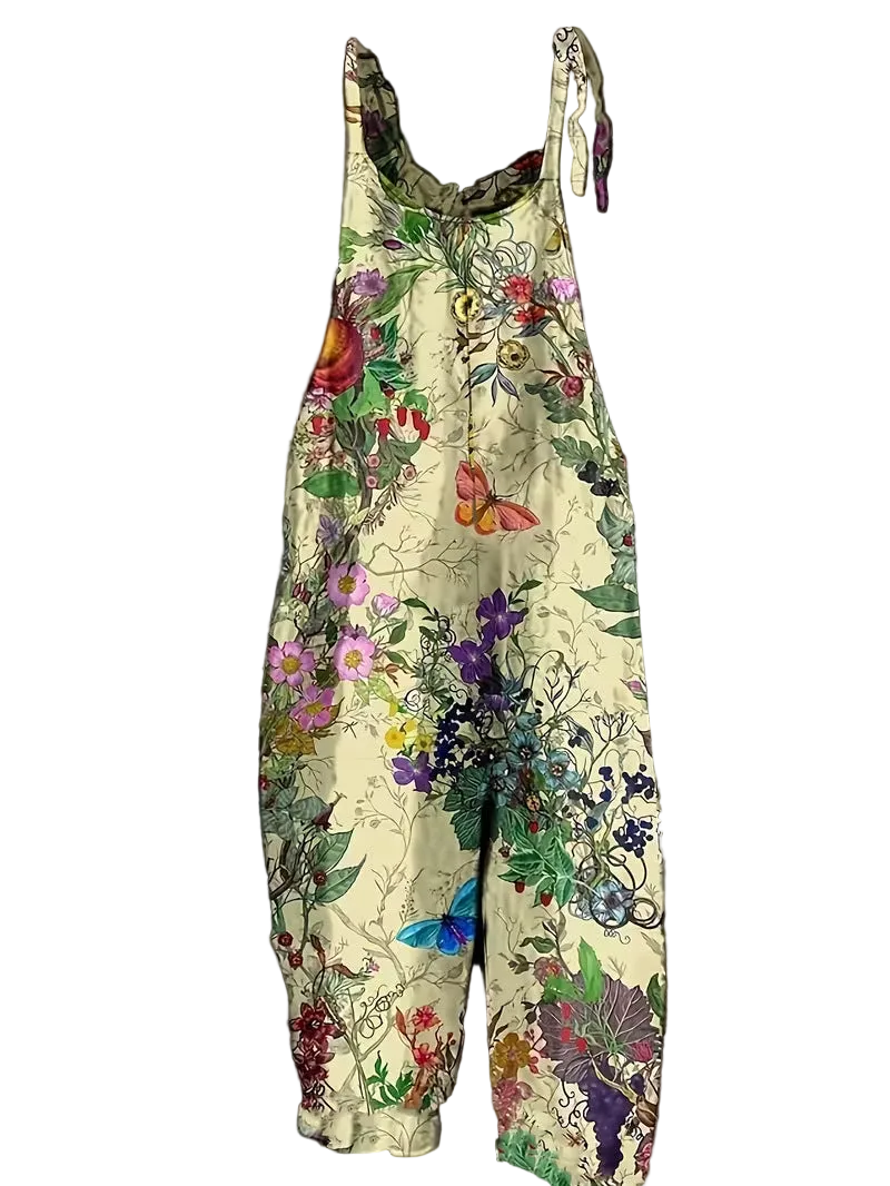 Women's Fun Print Wide-Leg Suspender Overalls