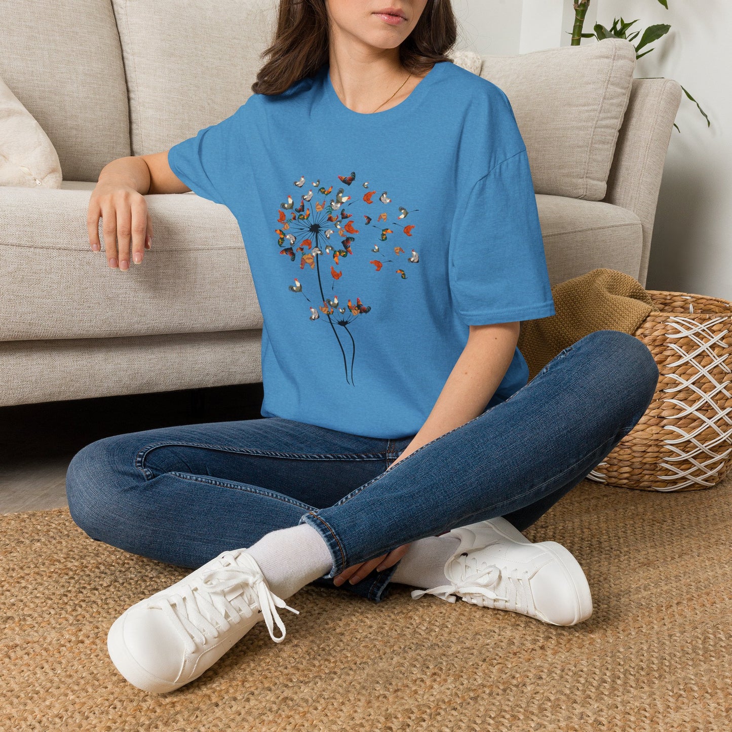 Chicken Dandelion T‑Shirt — Whimsical Floral Tee for Nature Lovers
