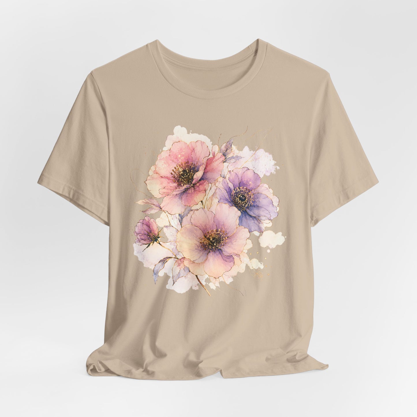Floral Watercolor Tee — Pastel Poppy Bouquet T-Shirt
