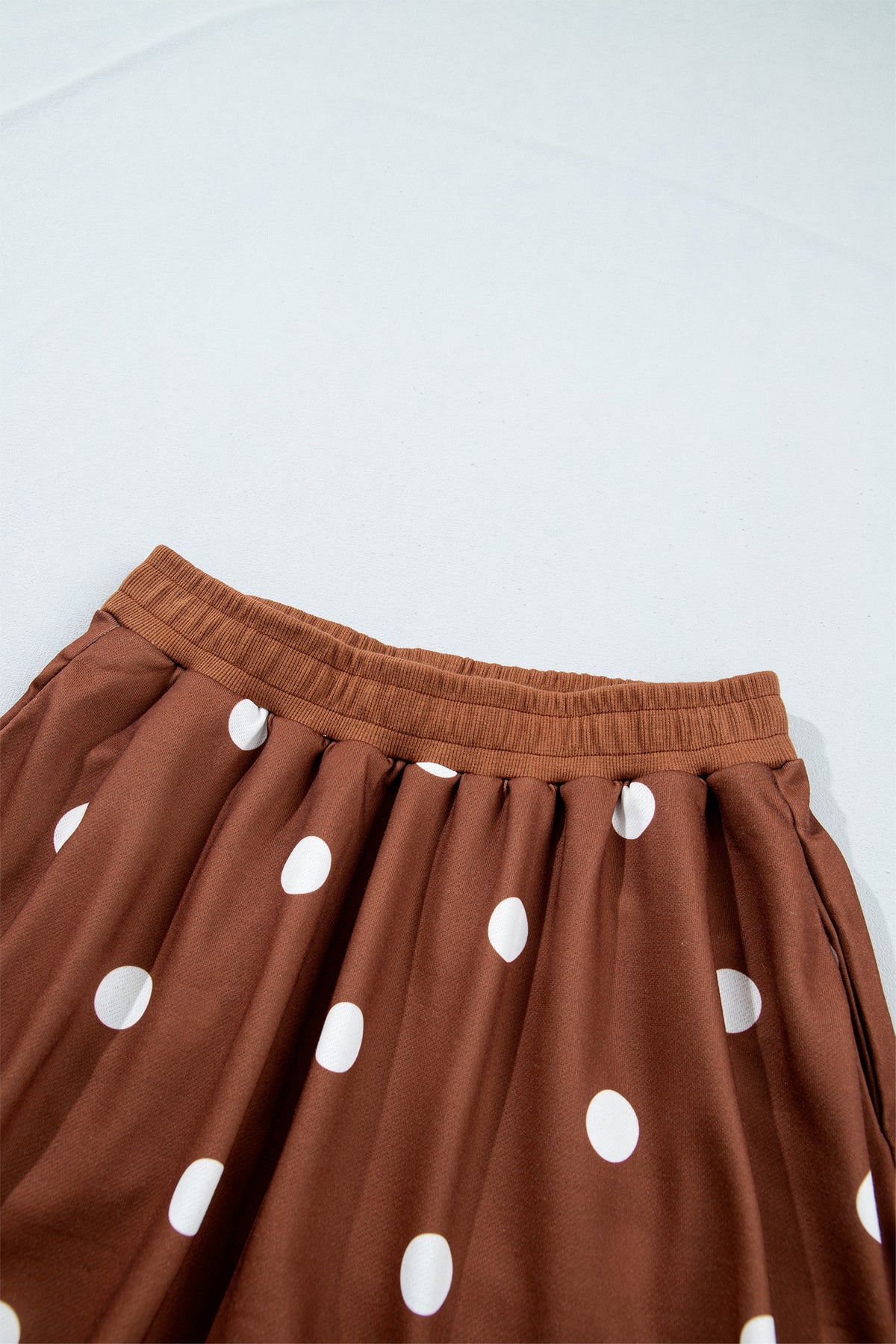Brown Polka Dot Pullover & Skort Two-Piece Set