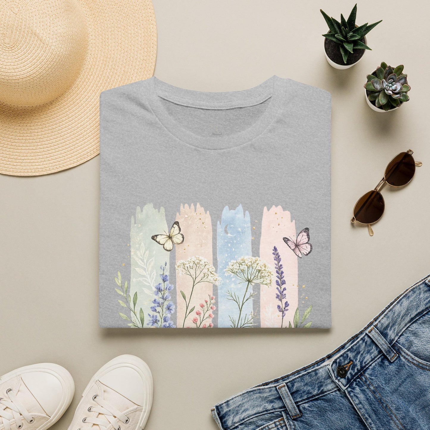 Floral Watercolor Butterfly T-Shirt — Pastel Garden Tee