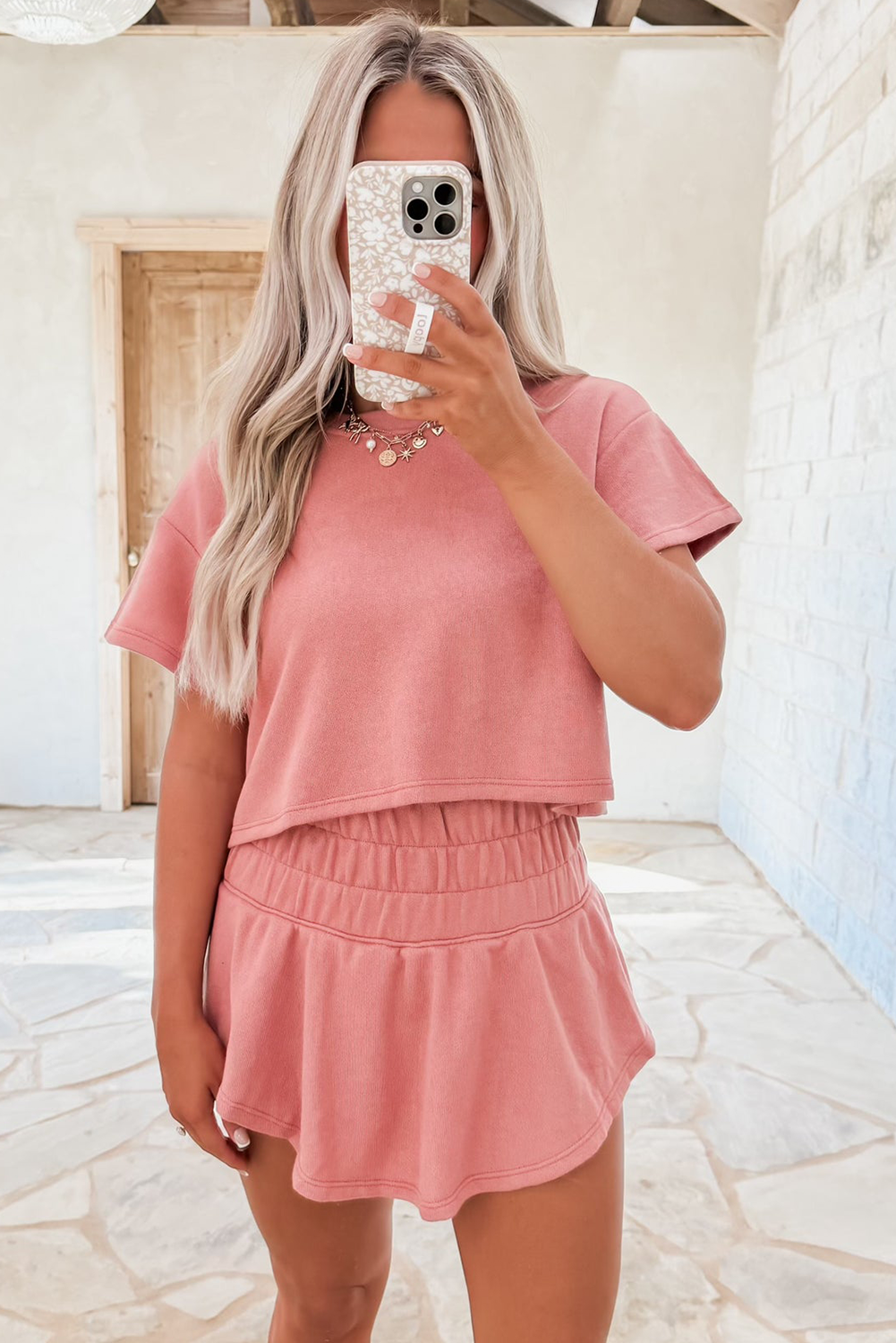 Blossom Cropped Tee & Ruffle High Waist Skort Set