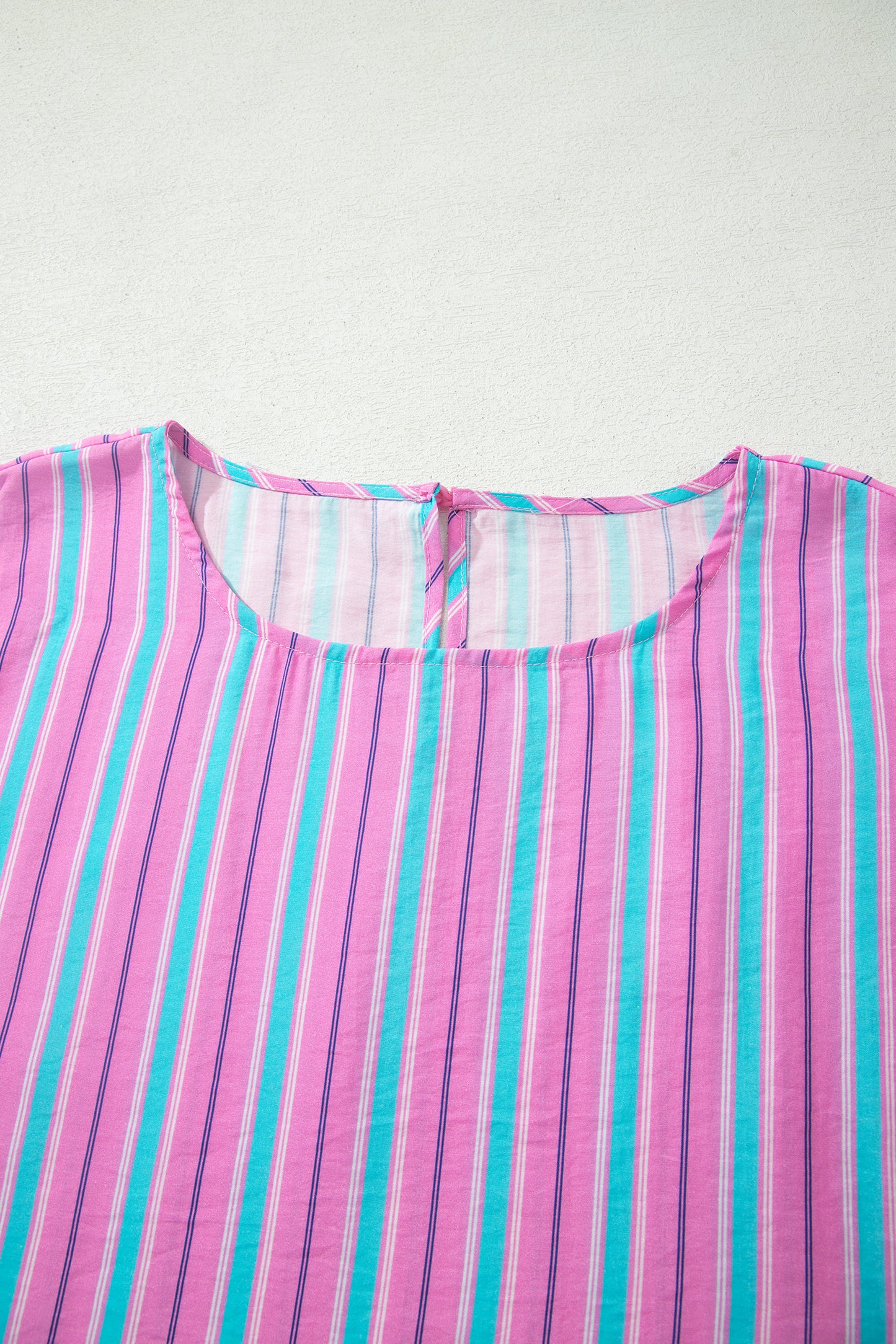 Pink Stripe Dolman Blouse & Drawstring Short Set