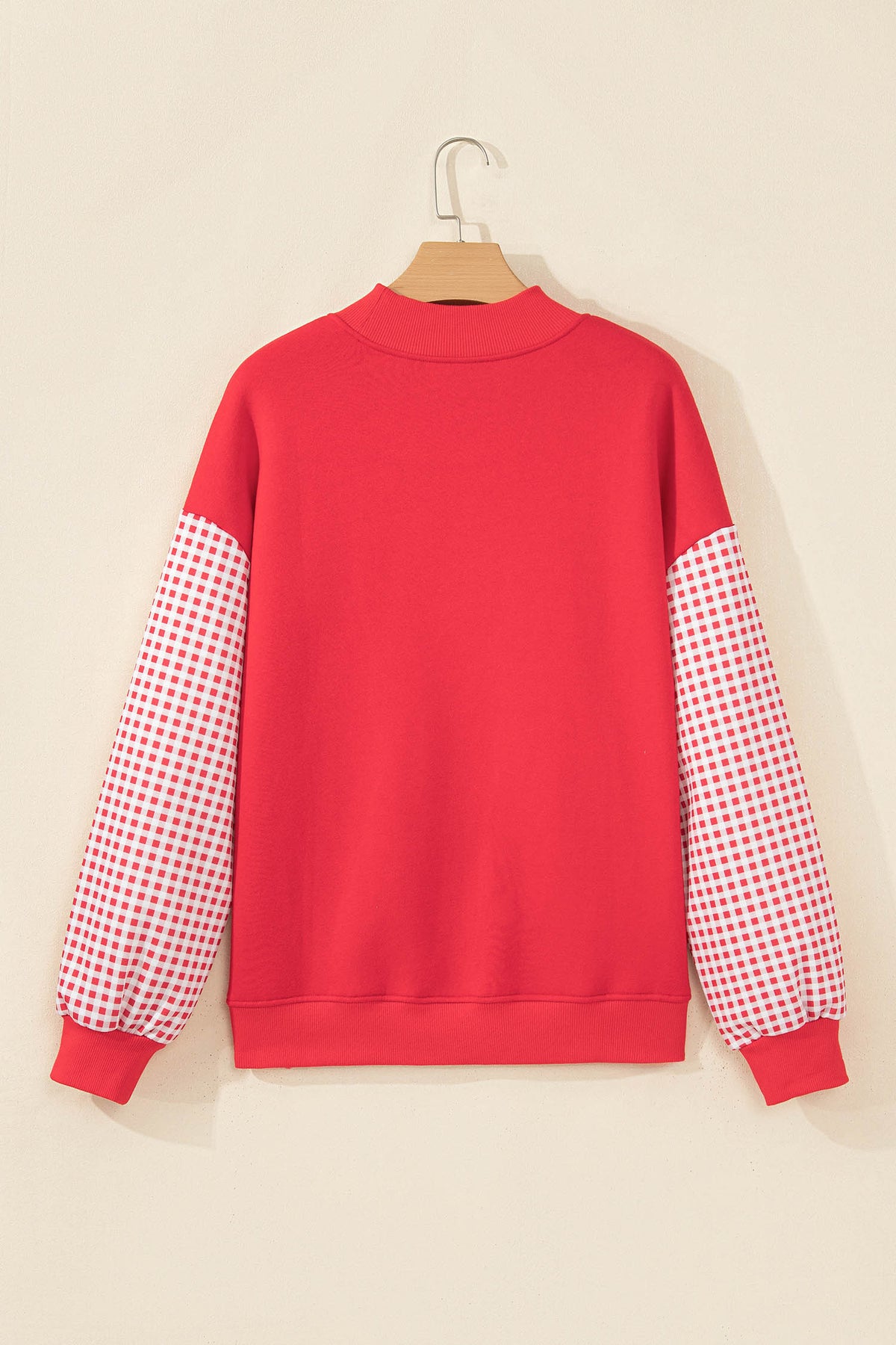 Plaid Sleeve Colorblock Tunic Sweatshirt