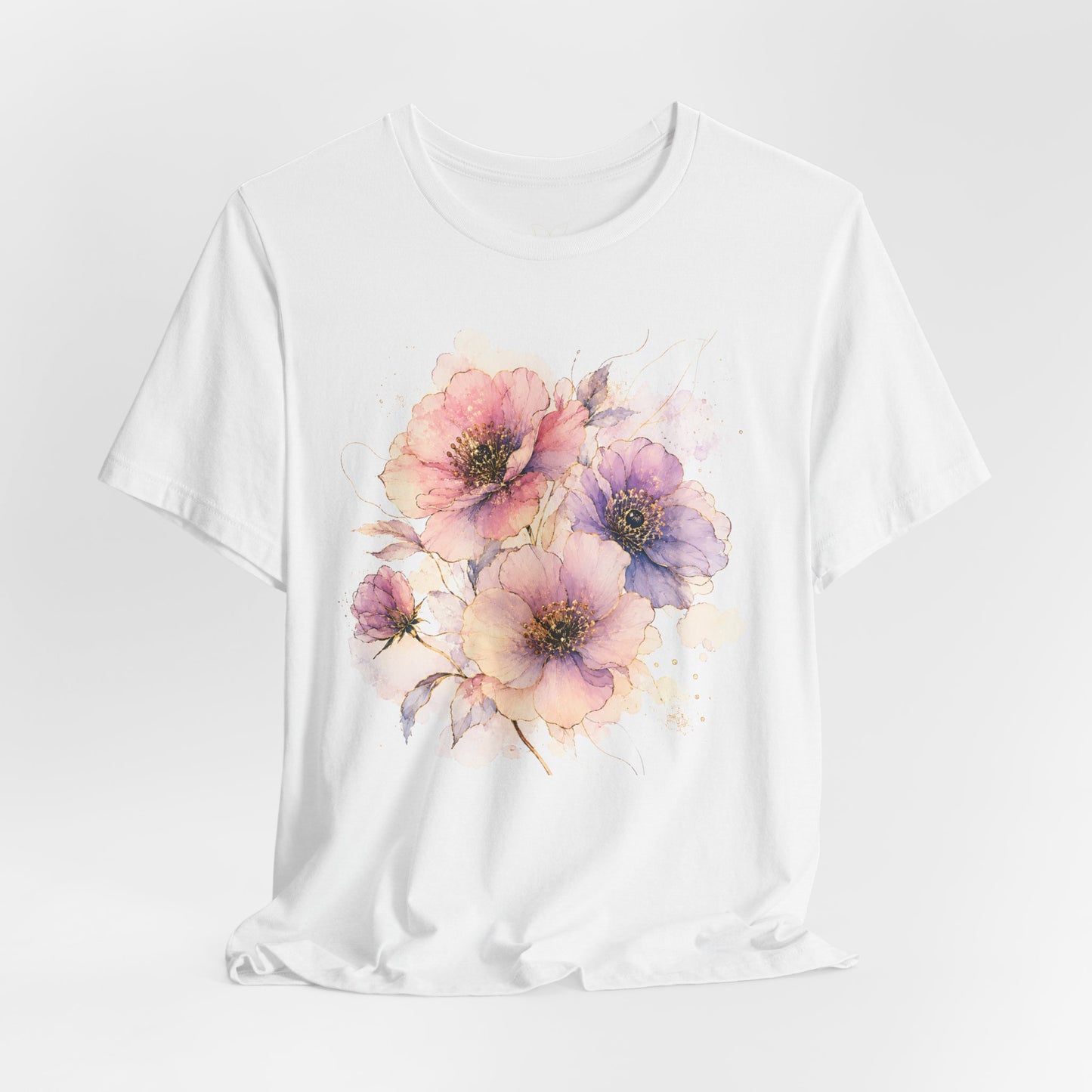 Floral Watercolor Tee — Pastel Poppy Bouquet T-Shirt