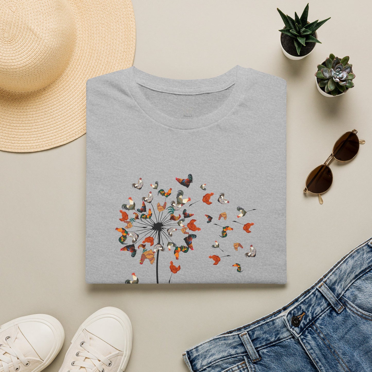 Chicken Dandelion T‑Shirt — Whimsical Floral Tee for Nature Lovers