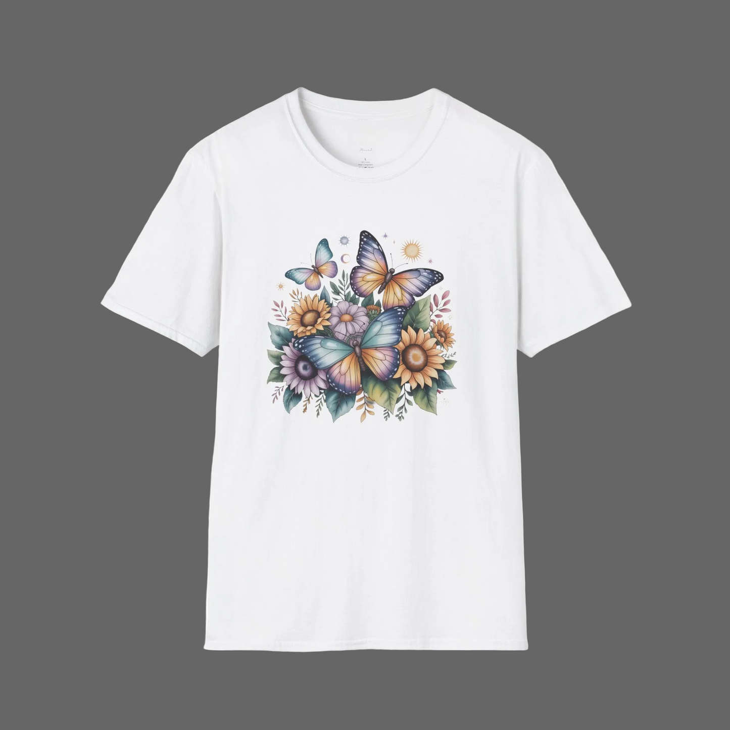Butterfly Sunflower T-Shirt | Watercolor Floral Garden Tee