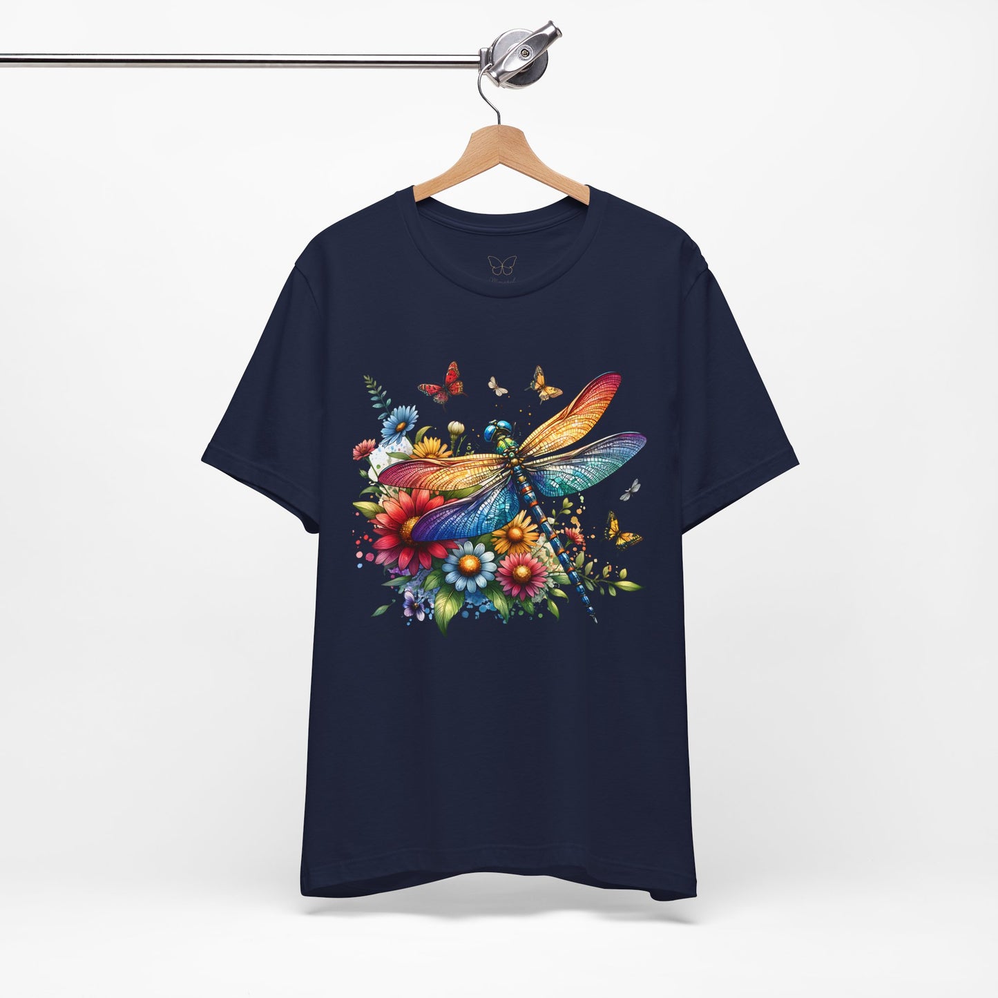 Dragonfly Floral Tee — Colorful Garden Butterfly & Flower T‑Shirt