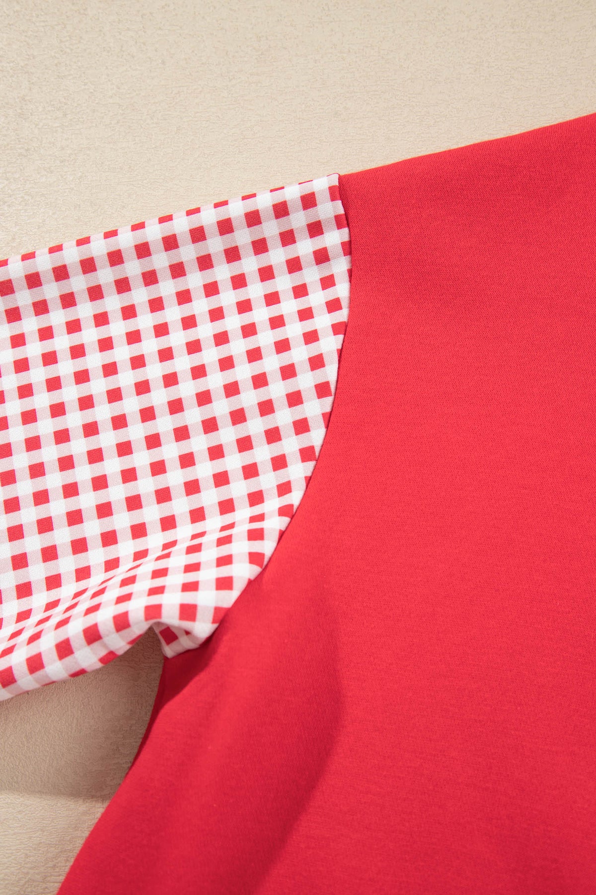 Plaid Sleeve Colorblock Tunic Sweatshirt