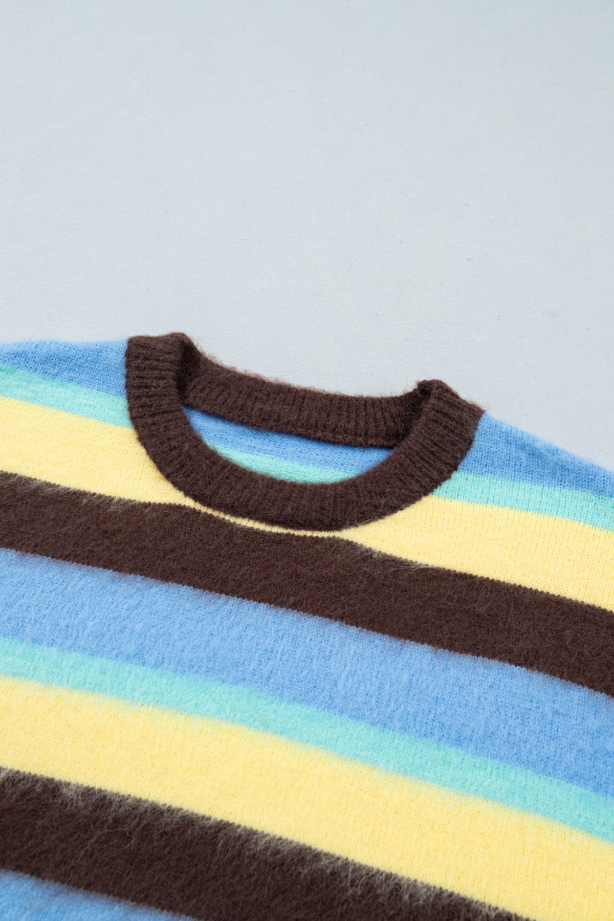 Multicolor Fuzzy Striped Sweater