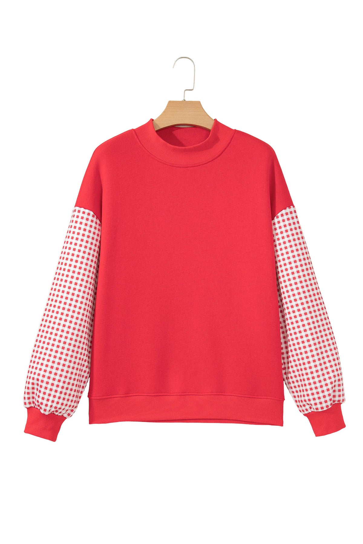 Plaid Sleeve Colorblock Tunic Sweatshirt