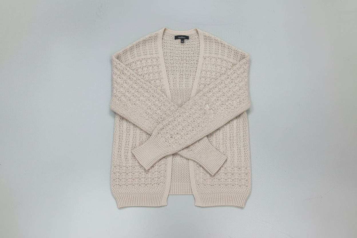 Jet Stream Mix Pattern Hollowed Knit Open Front Cardigan