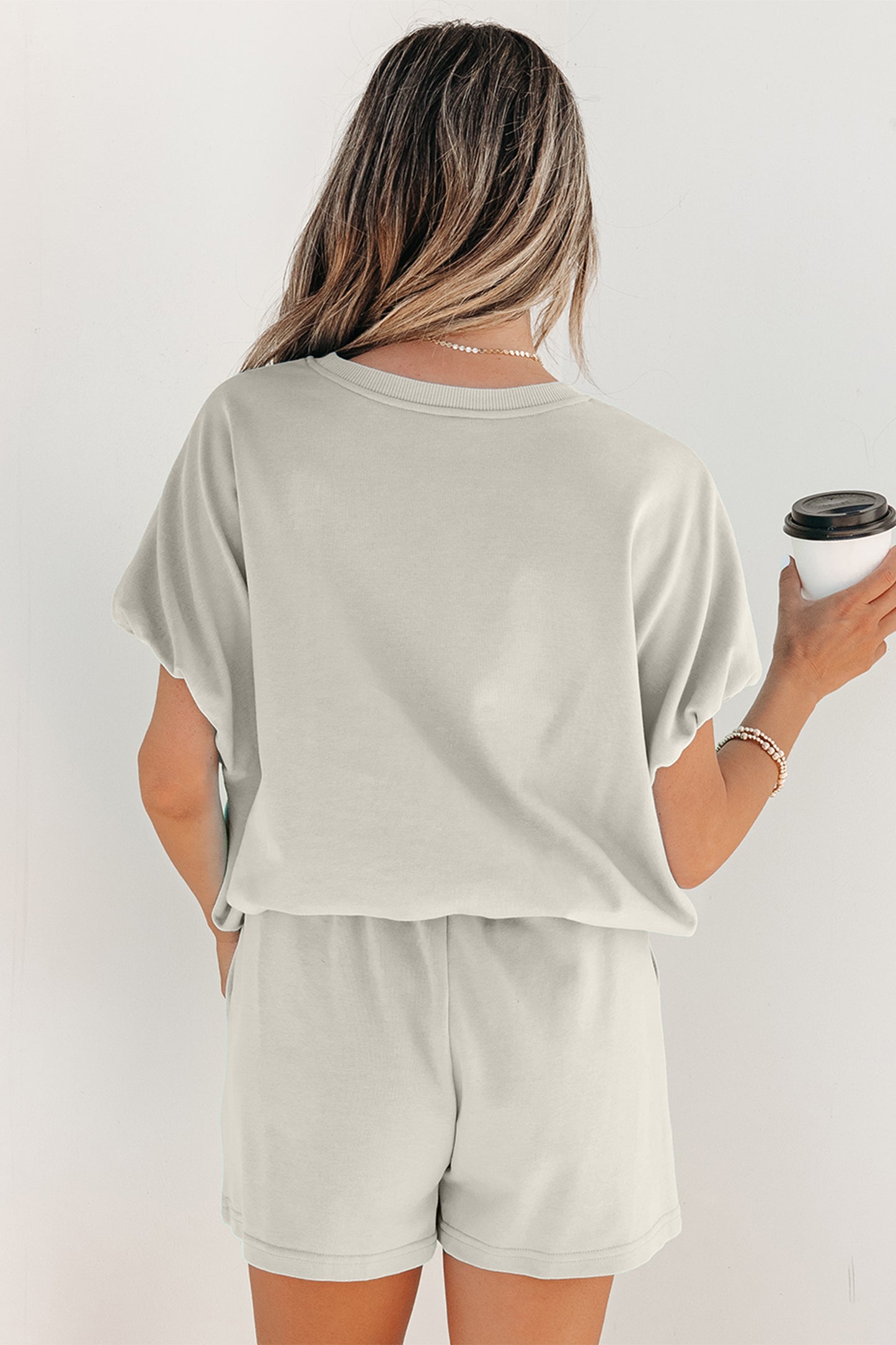 Puffy Loose Top & Drawstring Shorts Set
