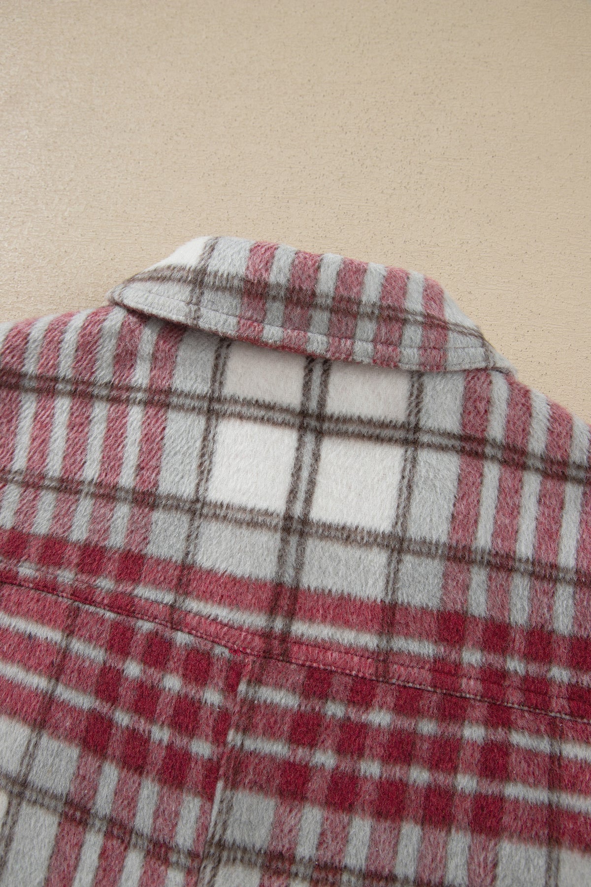 Red Plaid Flannel Button-Front Jacket
