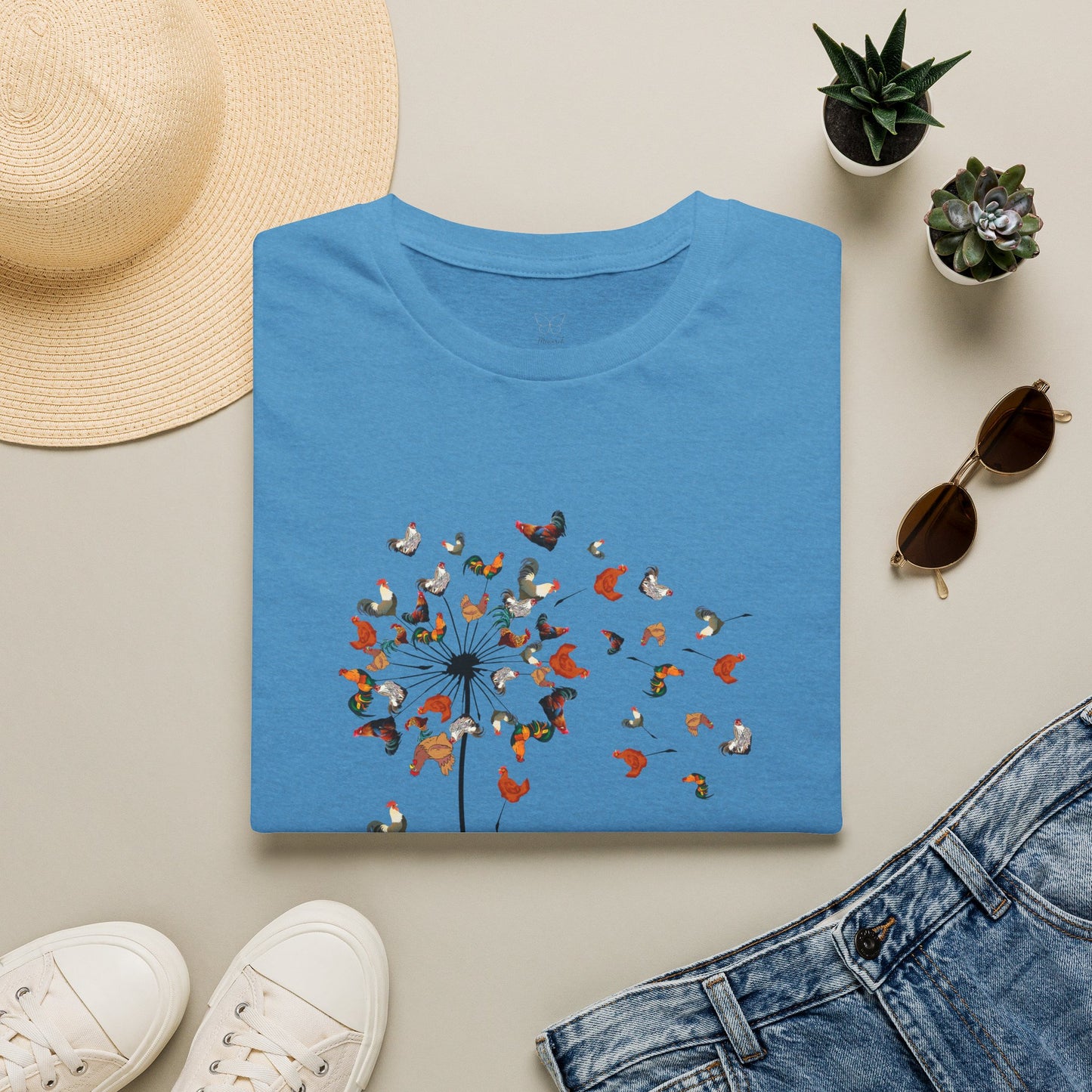 Chicken Dandelion T‑Shirt — Whimsical Floral Tee for Nature Lovers