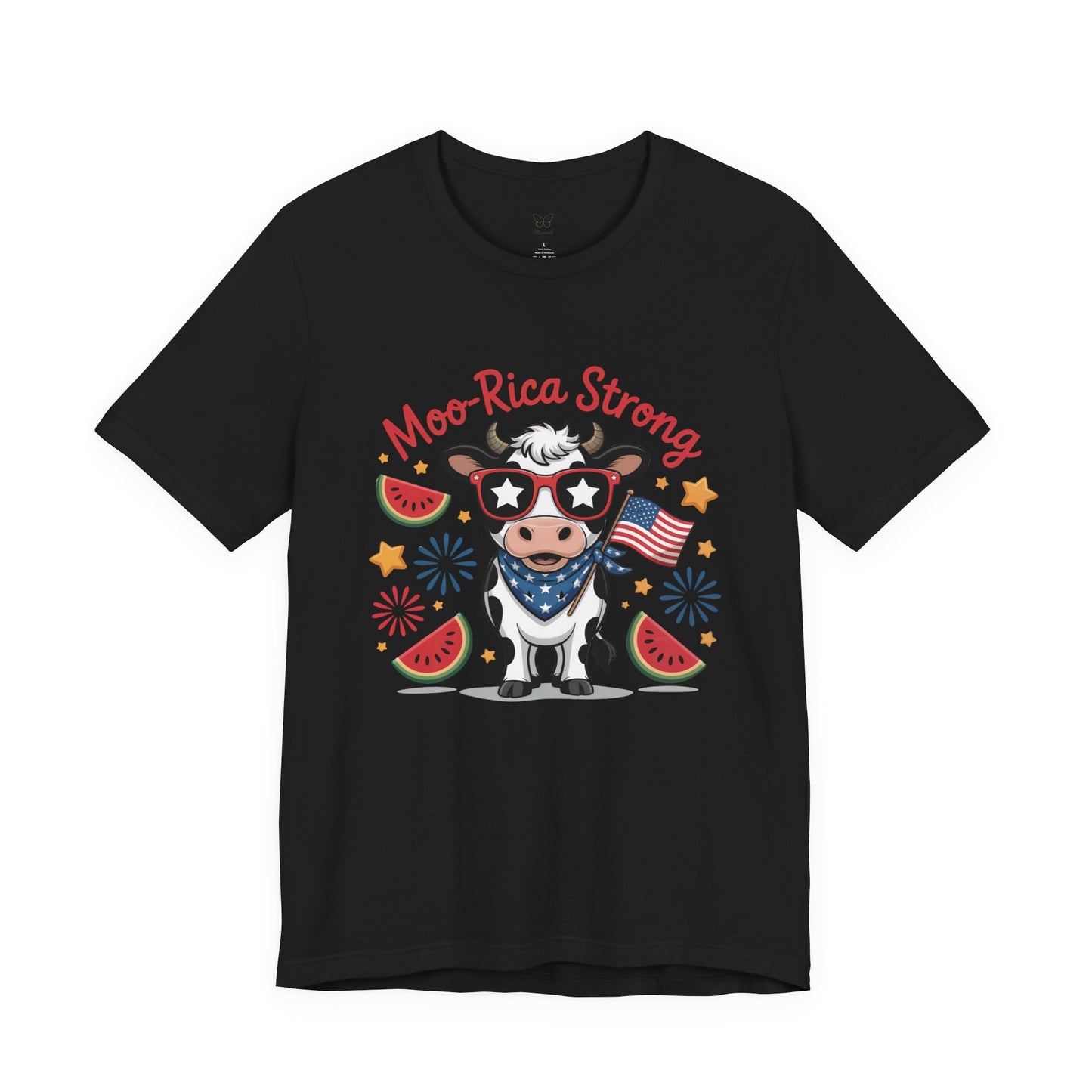 Moo-rica Patriotic Cow Graphic Tee