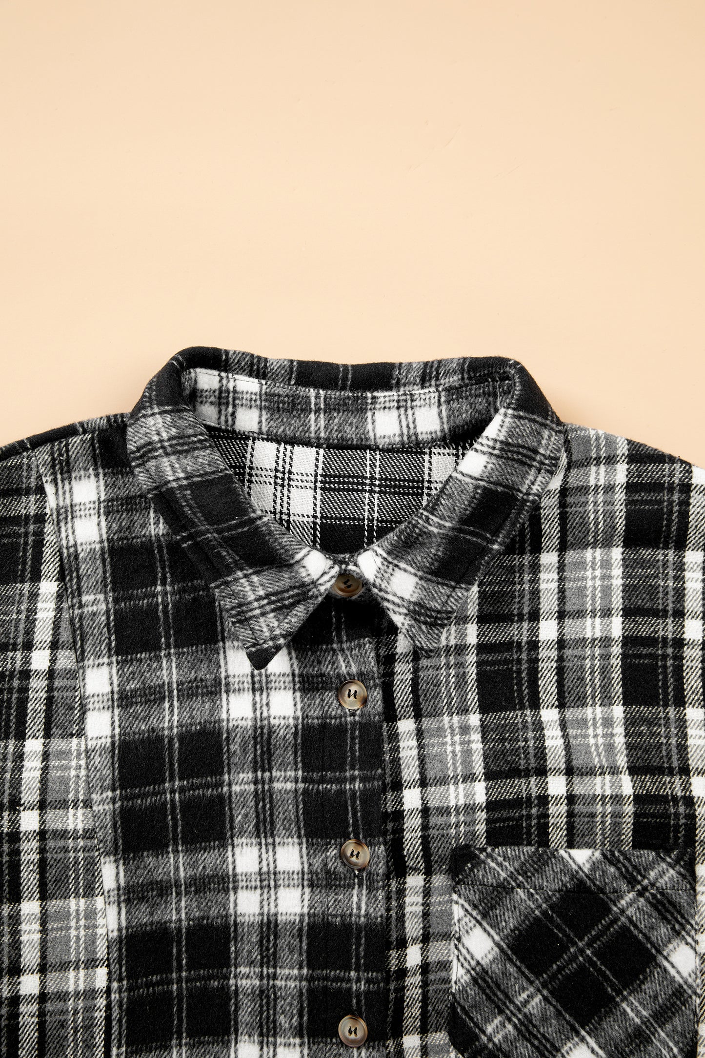 Black Plaid V-Neck Shirt Jacket | Plus Size Shacket 1X–4X