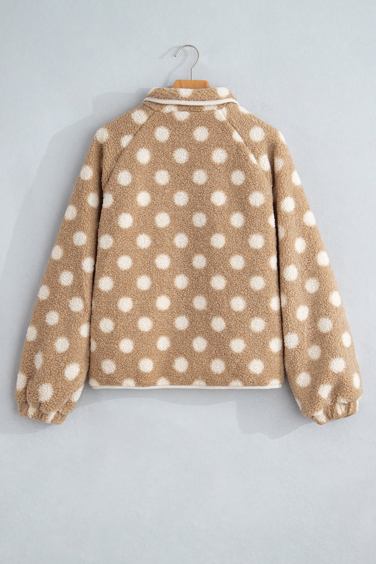 Khaki Polka Dot Faux Fur Jacket
