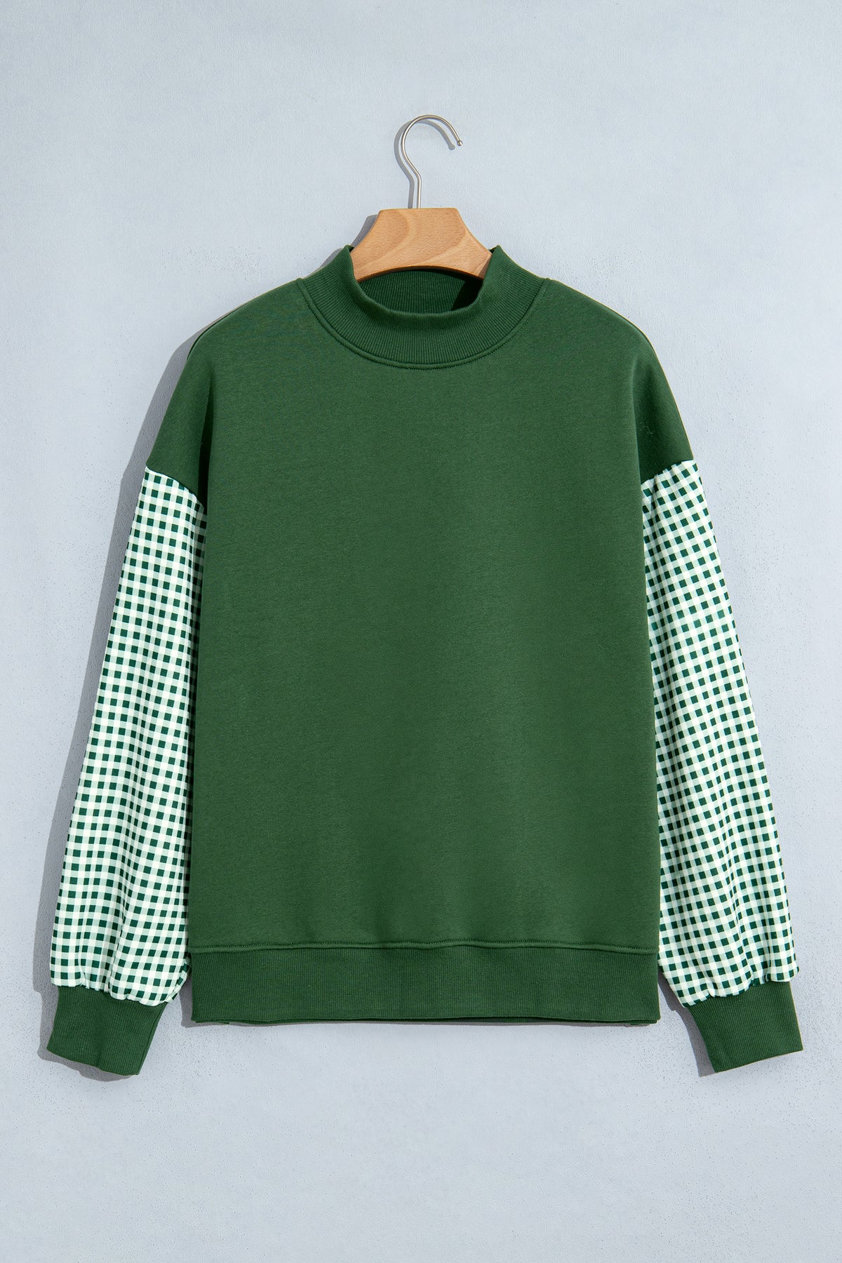 Plaid Sleeve Colorblock Tunic Sweatshirt